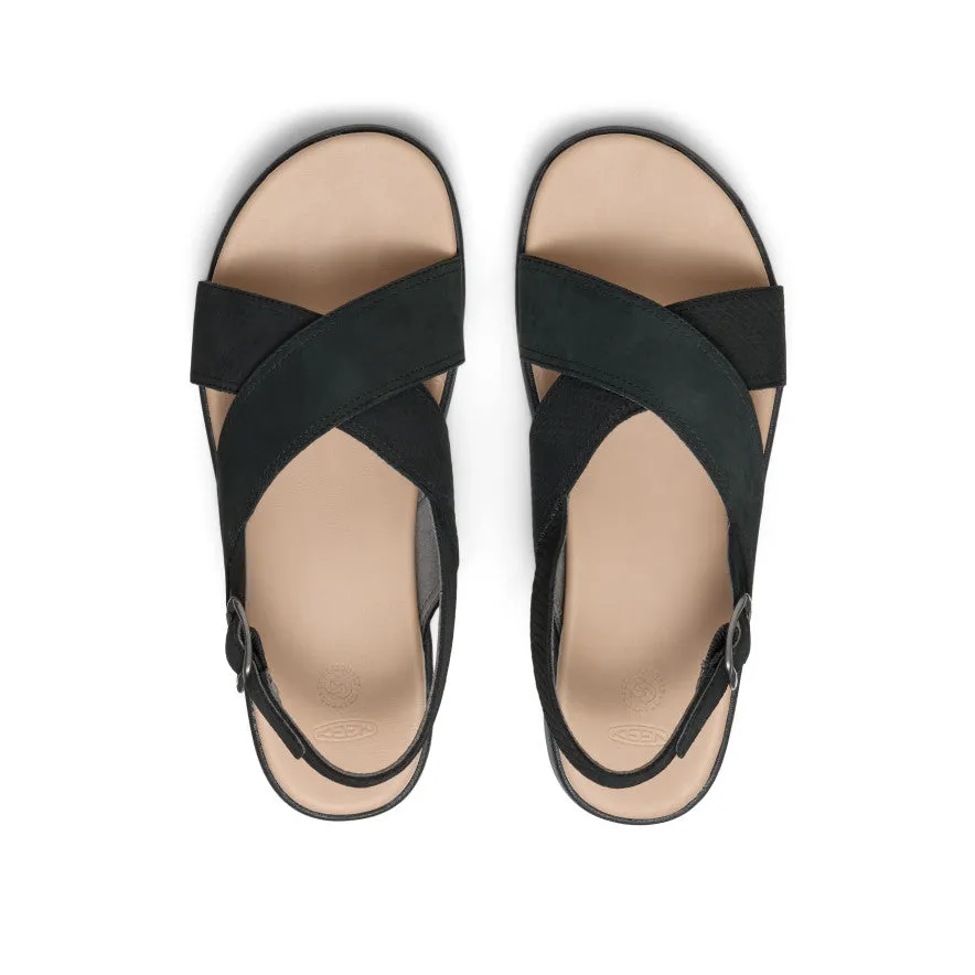 Women's Elle Luxe Cross Strap Sandal  |  Black/Black Comfortable Design Features Wide toe box