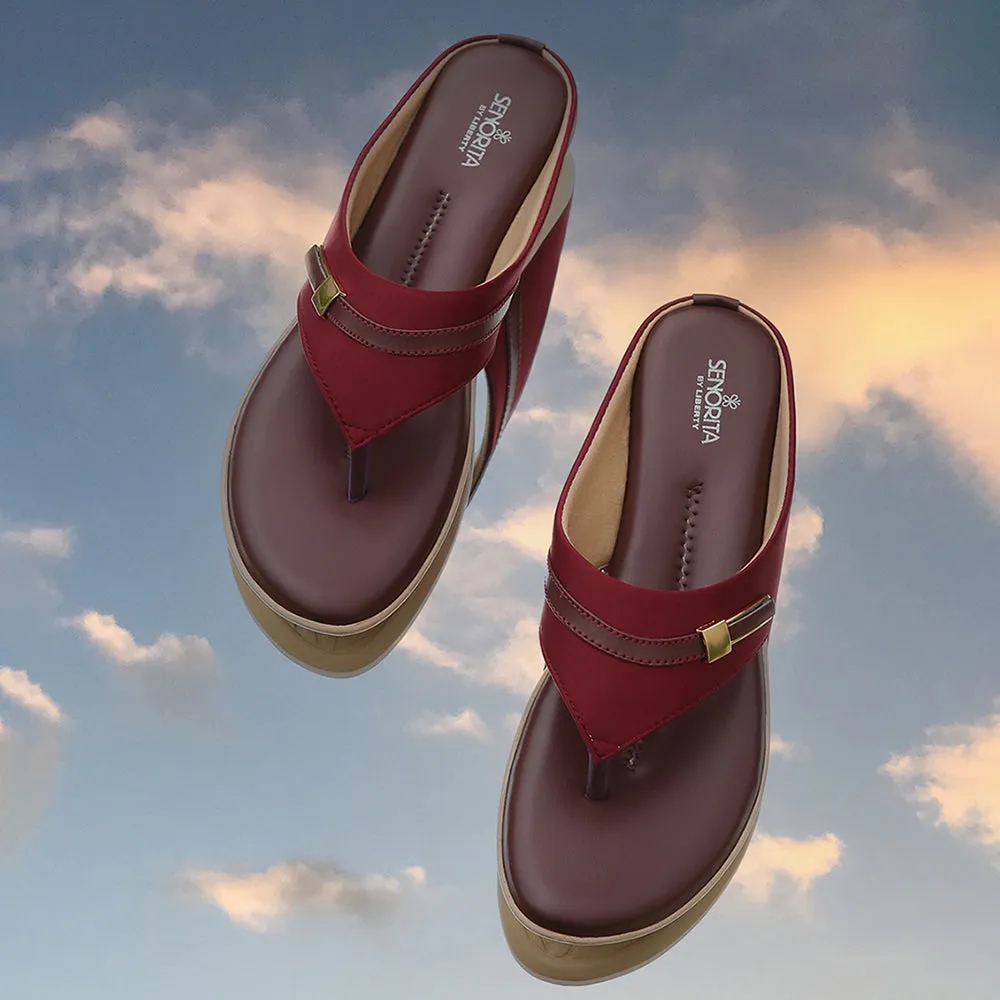 Matte Edge Zip Up Senorita Fashion (Cherry) Slippers For Women MK-78 By Liberty