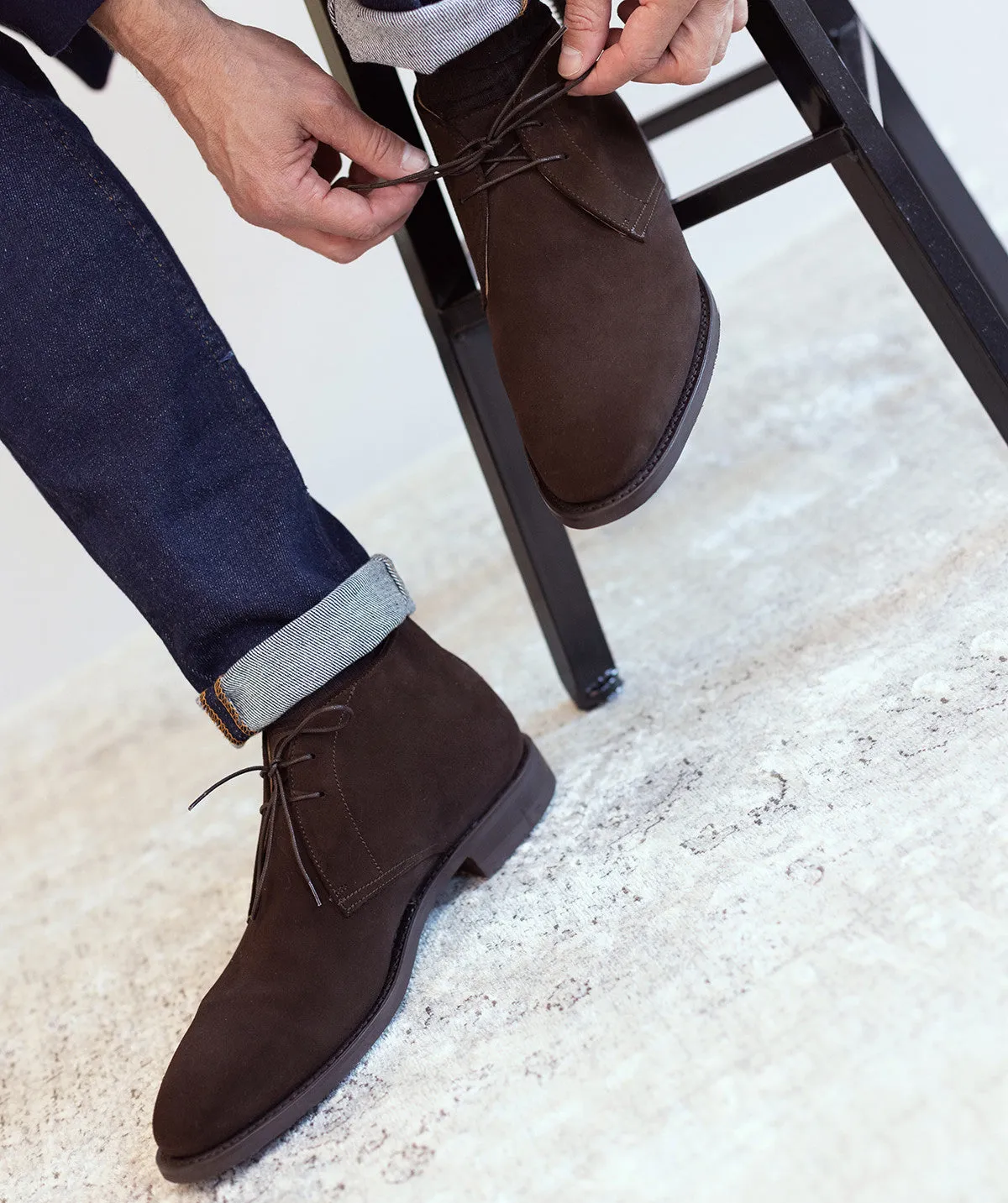 Air Cushioned Sole Breathable Knit Upper Bottines CHUKKA 1986 Daim Marron