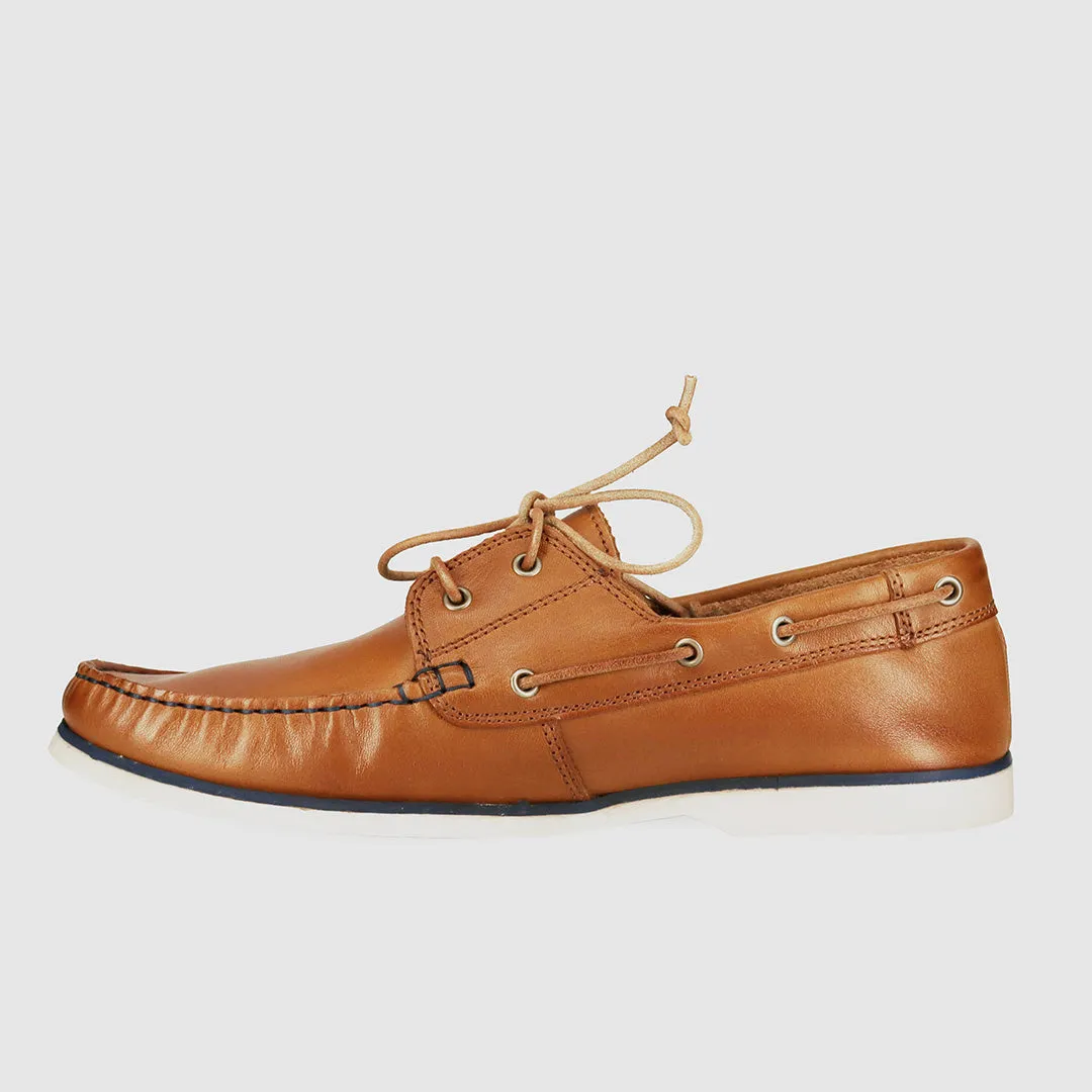 Easy Walking Byron Boat Shoes Tan
