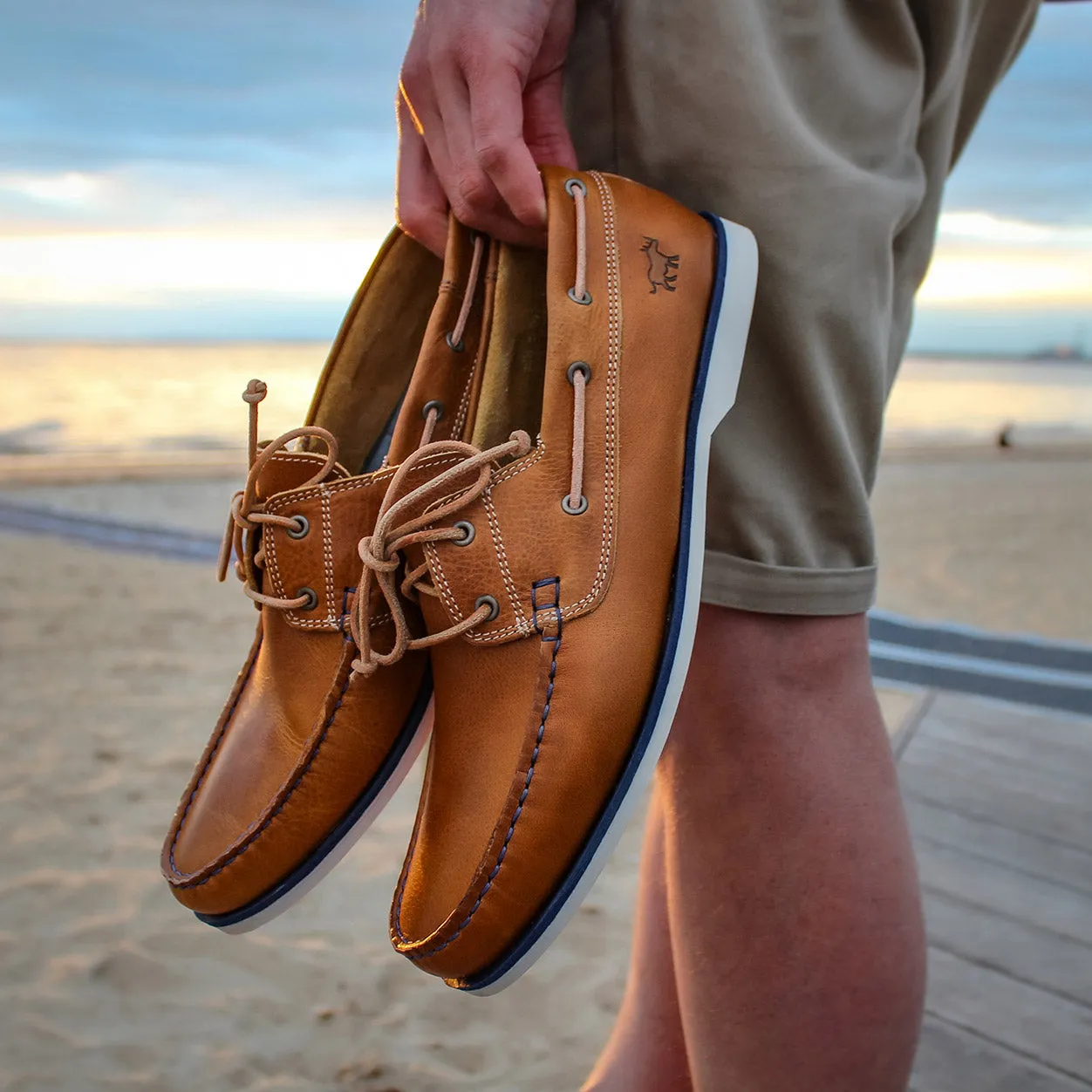 Byron Boat Shoes Tan Square Toe Design Urban Chill