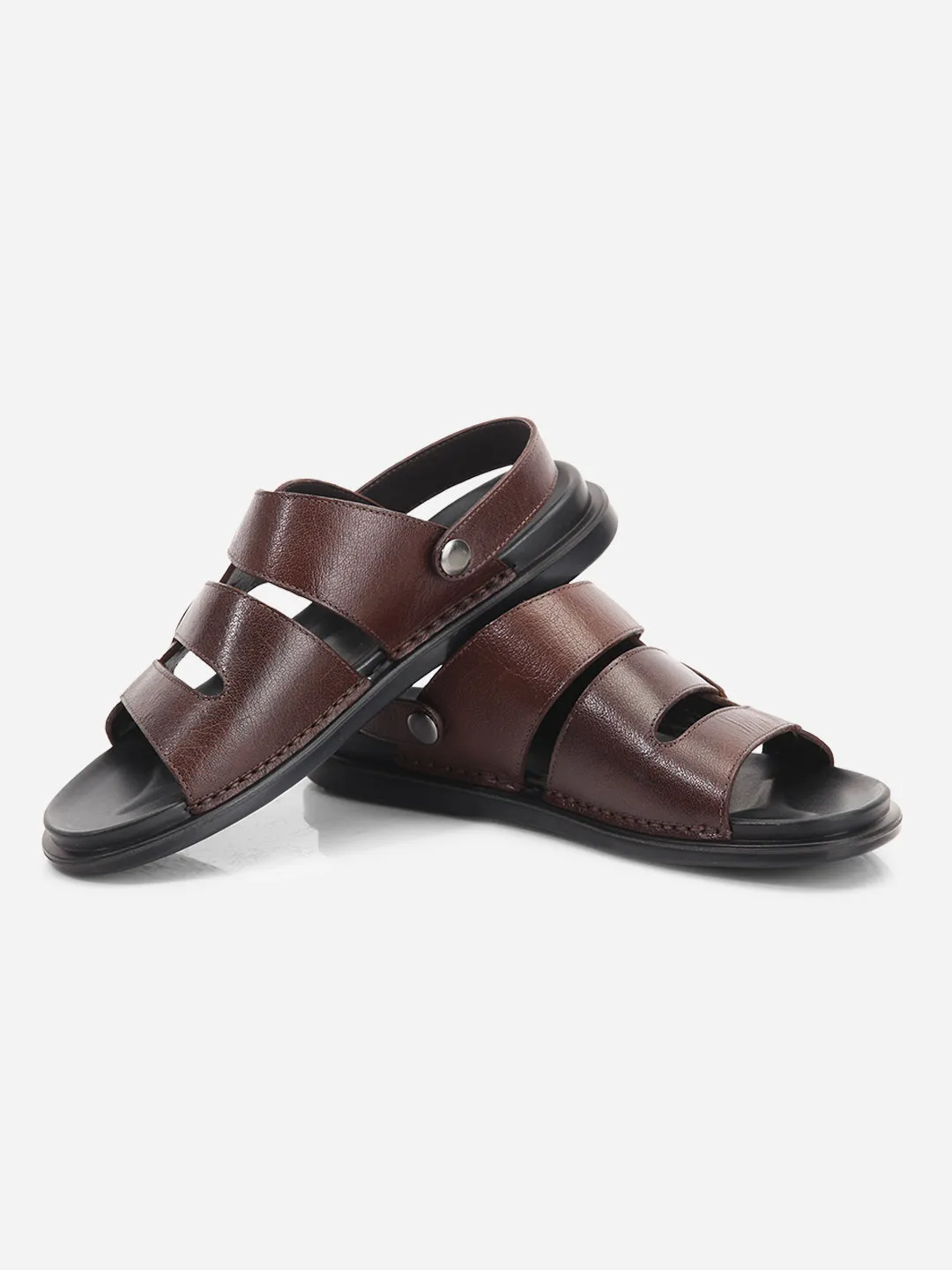 Men's Brown Leather Comfort-fit Smart Casual Sandal (ID4213) Durable Fabric Daily Chill