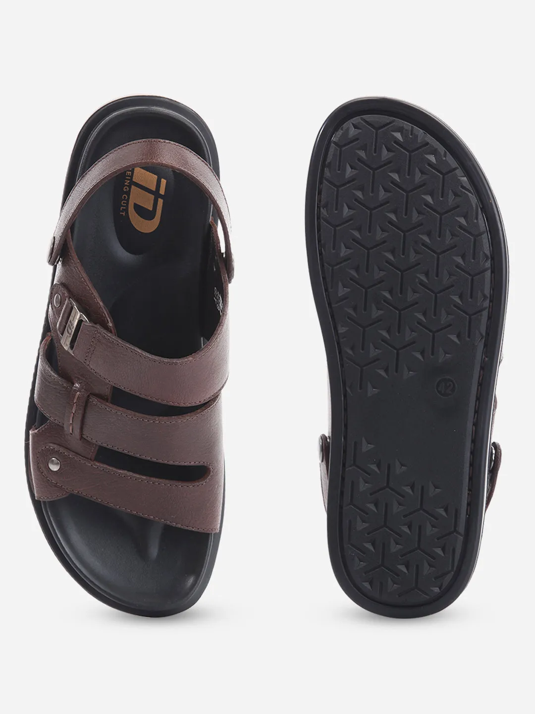 Path Free Men's Brown Leather Comfort-fit Smart Casual Sandal (ID4213)