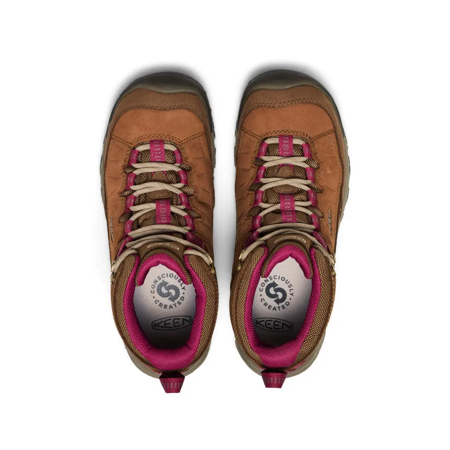 Wide opening Everyday Wear Women's Targhee IV Waterproof Hiking Boot  |  Bison/Beaujolais