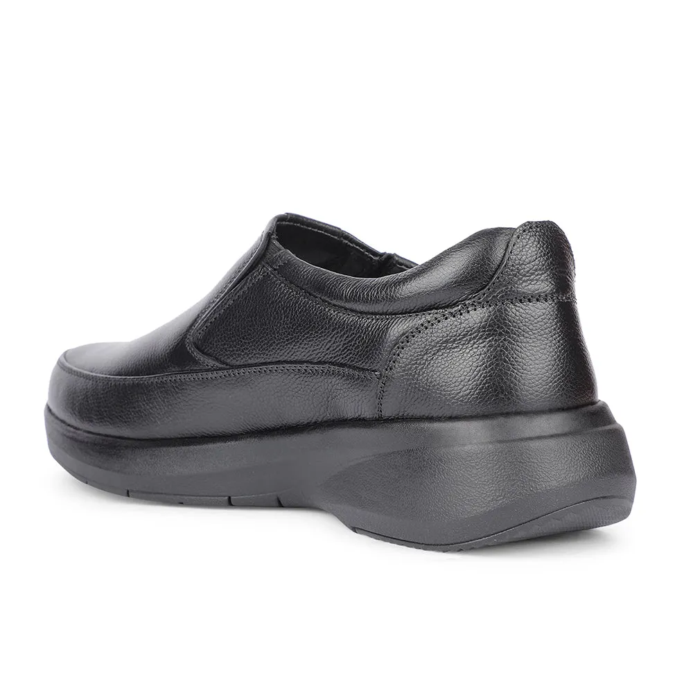 Healers Formal Black Non Lacing Moccasin Shoes For Men E823-04 By Liberty Classic Fit