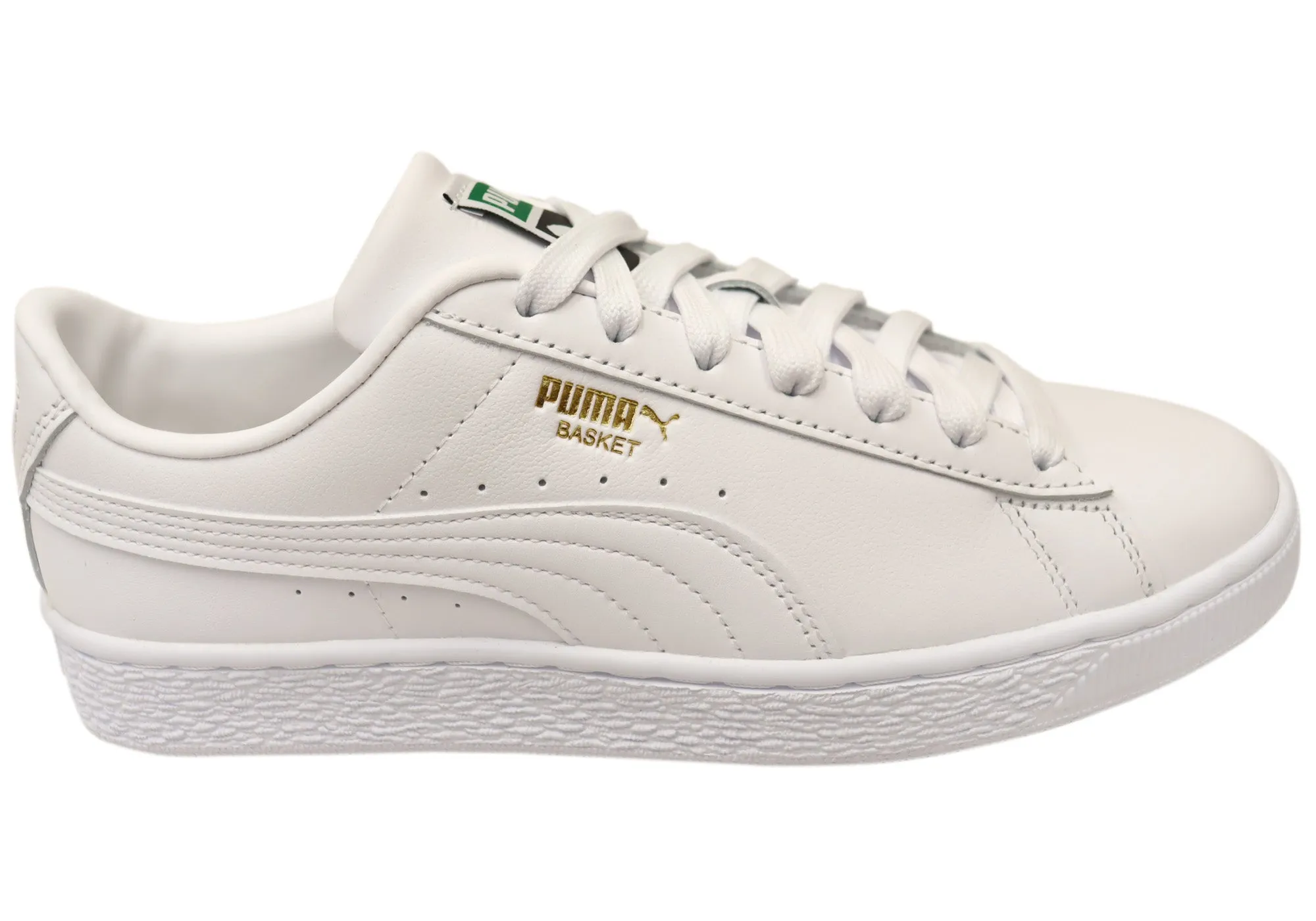 Puma Mens Basket Classic XXI Comfortable White Lace Up Sneakers Comfy Routine High-Quality Materials