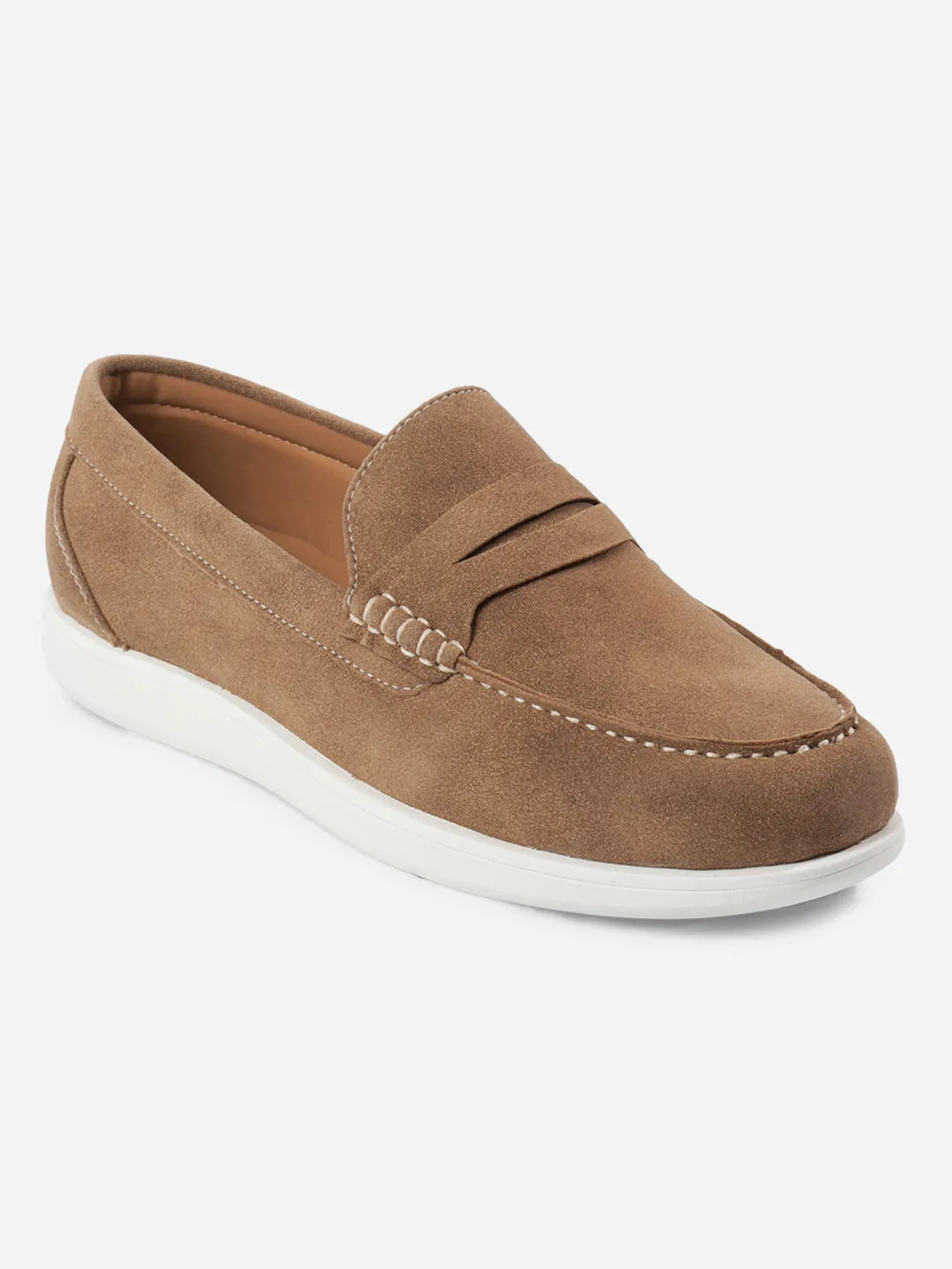 Block Walk Comfortable Wear Men's Beige Suede Finish Casual Slip On (IX2149)