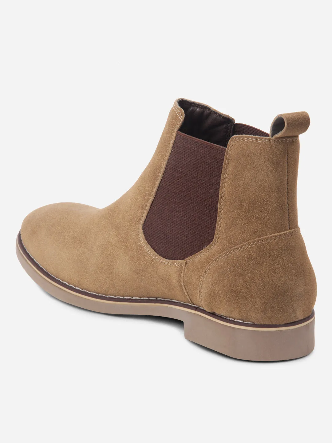 Rich Jewel Men's Beige Suede Smart Casual Chelsea Boots (IX3037)