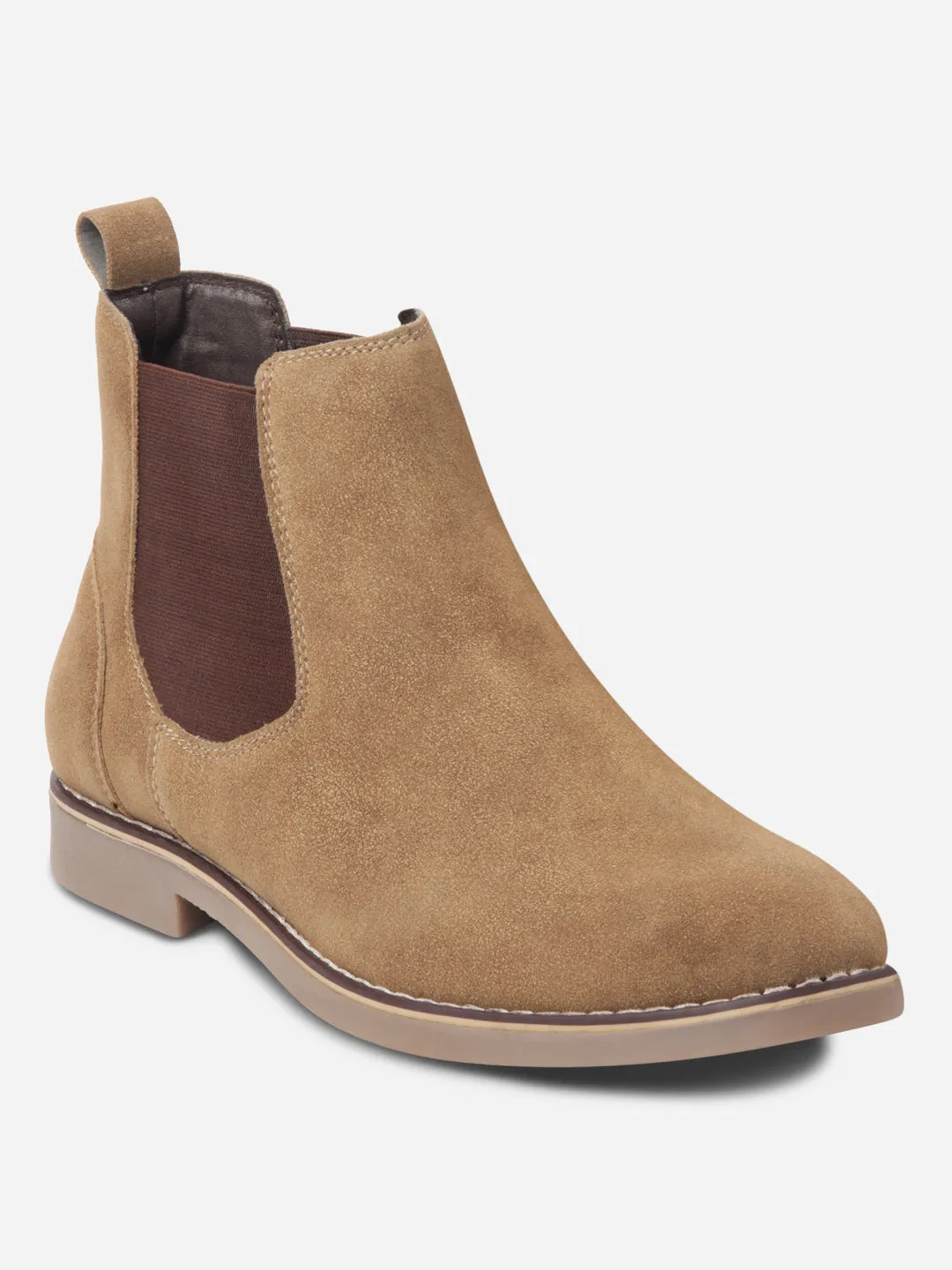 Men's Beige Suede Smart Casual Chelsea Boots (IX3037) Move Light evening run