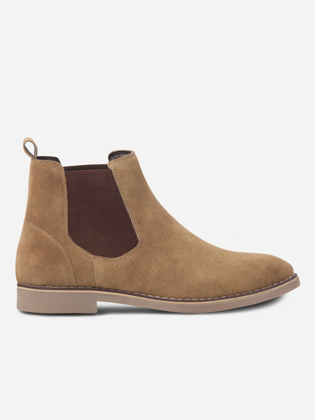 Men's Beige Suede Smart Casual Chelsea Boots (IX3037) Urban Sleek