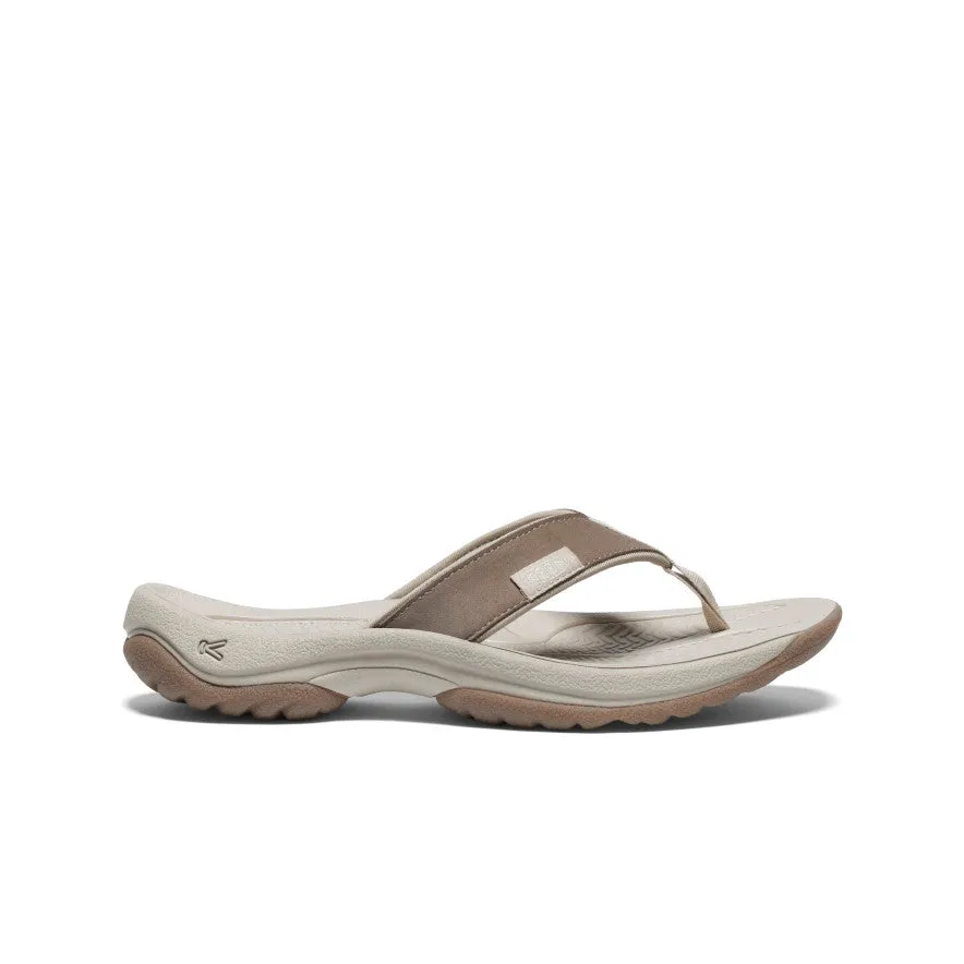 Easygoing Sandals Anti   Slip Pattern Women's Kona Leather Flip-Flop  |  Brindle/Silver Birch