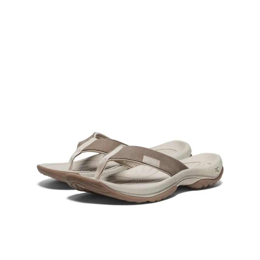 Travel Vibe Quick Slip Sandal Women's Kona Leather Flip-Flop  |  Brindle/Silver Birch