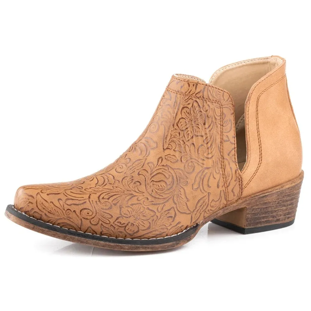 Insulated Comfort Roper Ladies' Tan Tooled Shortie Boot