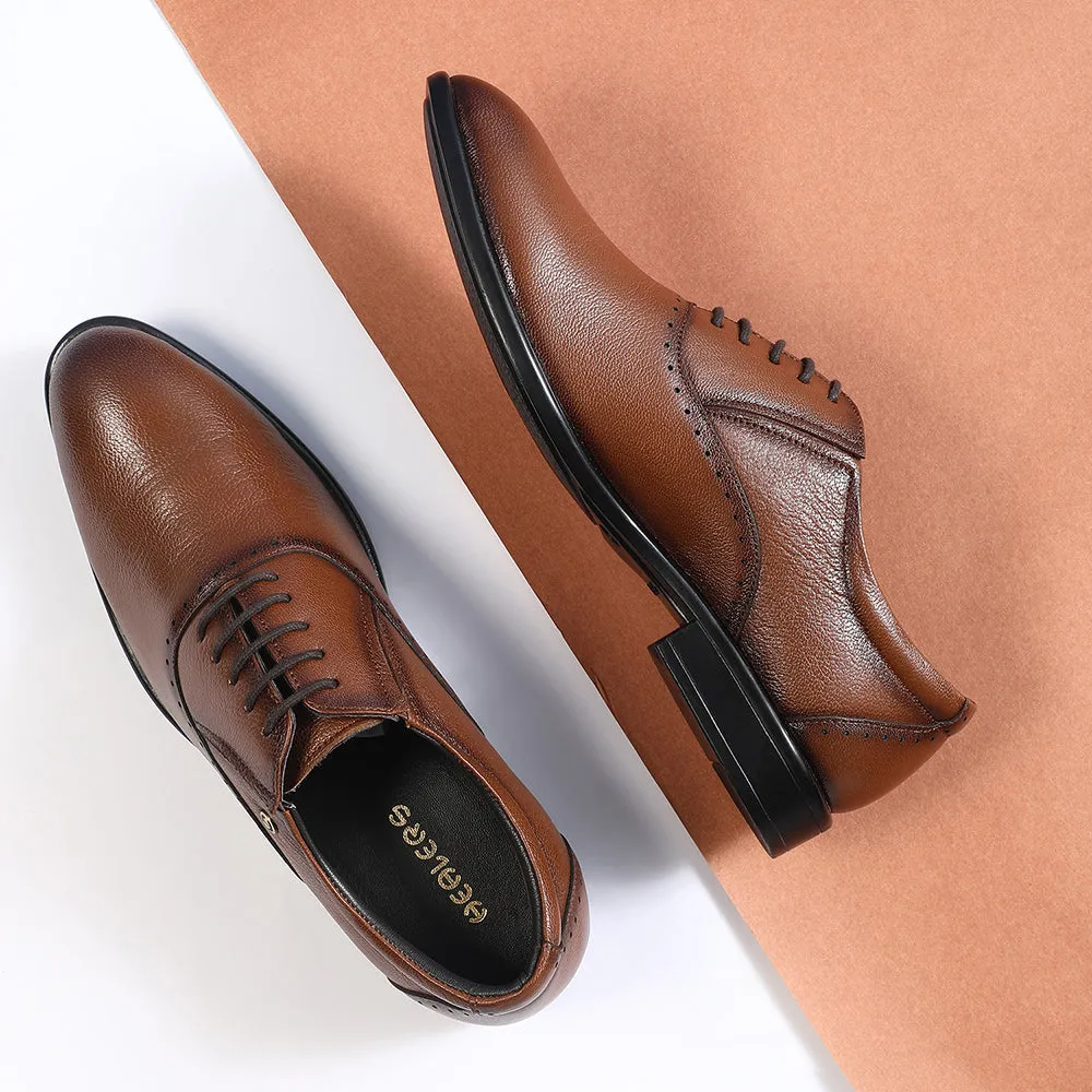 Healers Tan Formal Lacing Oxford Shoes For Men U993-18 By Liberty Water shield Hand Finish