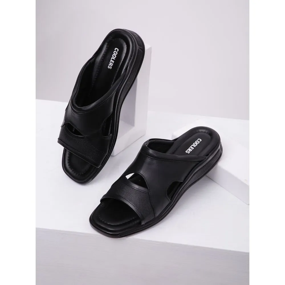 Coolers Casual (Black) Slippers For Men 2050-12 By Liberty Anti Odor Gym Workout Fast Go