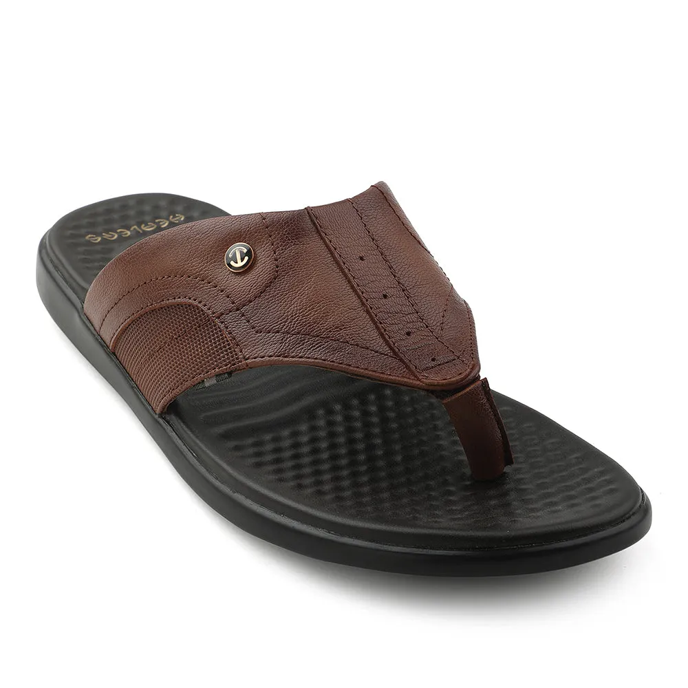Refined Finish Casual Wear Healers Tan Casual Slipper For Men RELIEF-1 By Liberty
