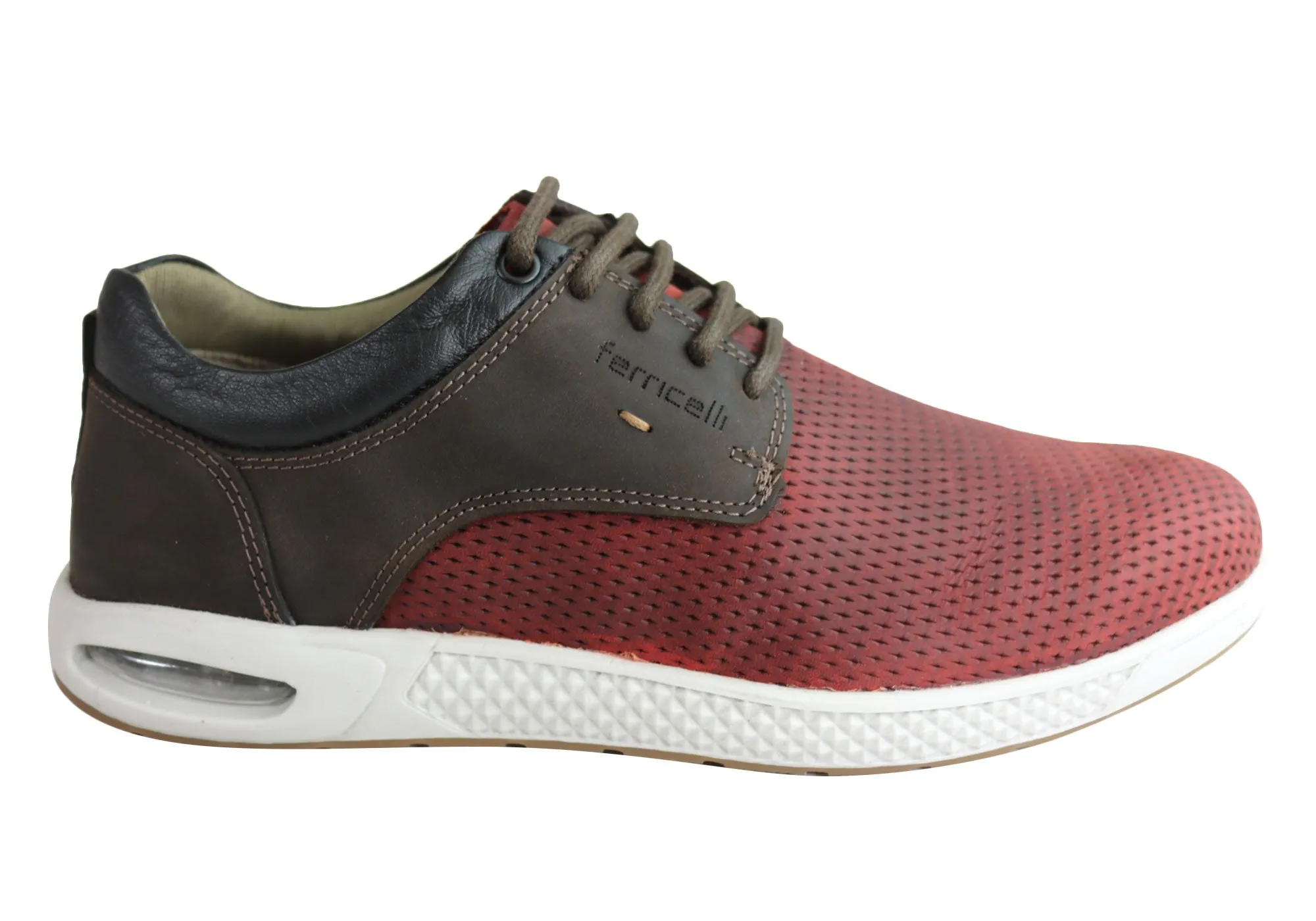 Ferricelli Burke Mens Leather Lace Up Casual Shoes Made In Brazil Relaxed Vibe Subtle tone