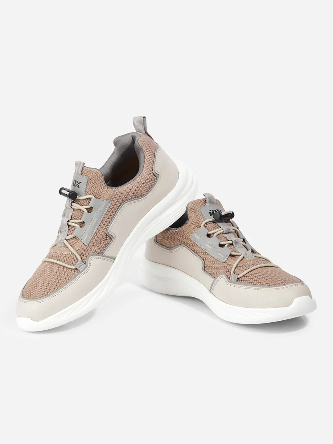 Men's Beige Textured Mesh Sneakers IX7131 Heat Resistant Midsole High rebound
