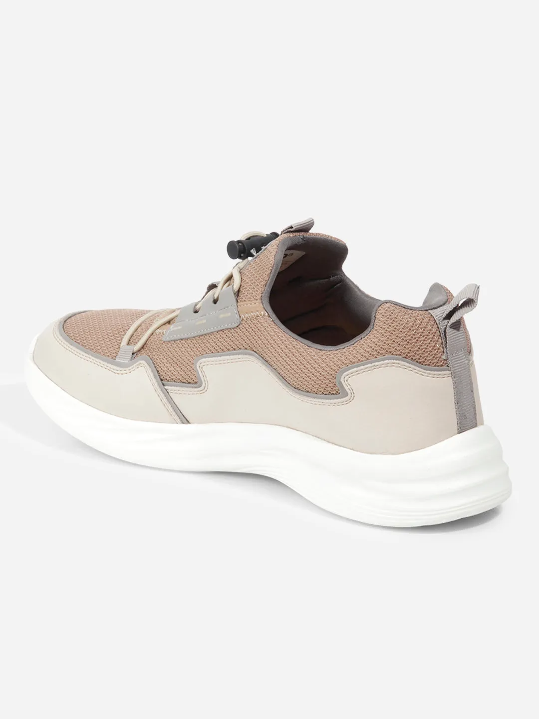 Men's Beige Textured Mesh Sneakers IX7131 Neutral Tone Odor Control Lining
