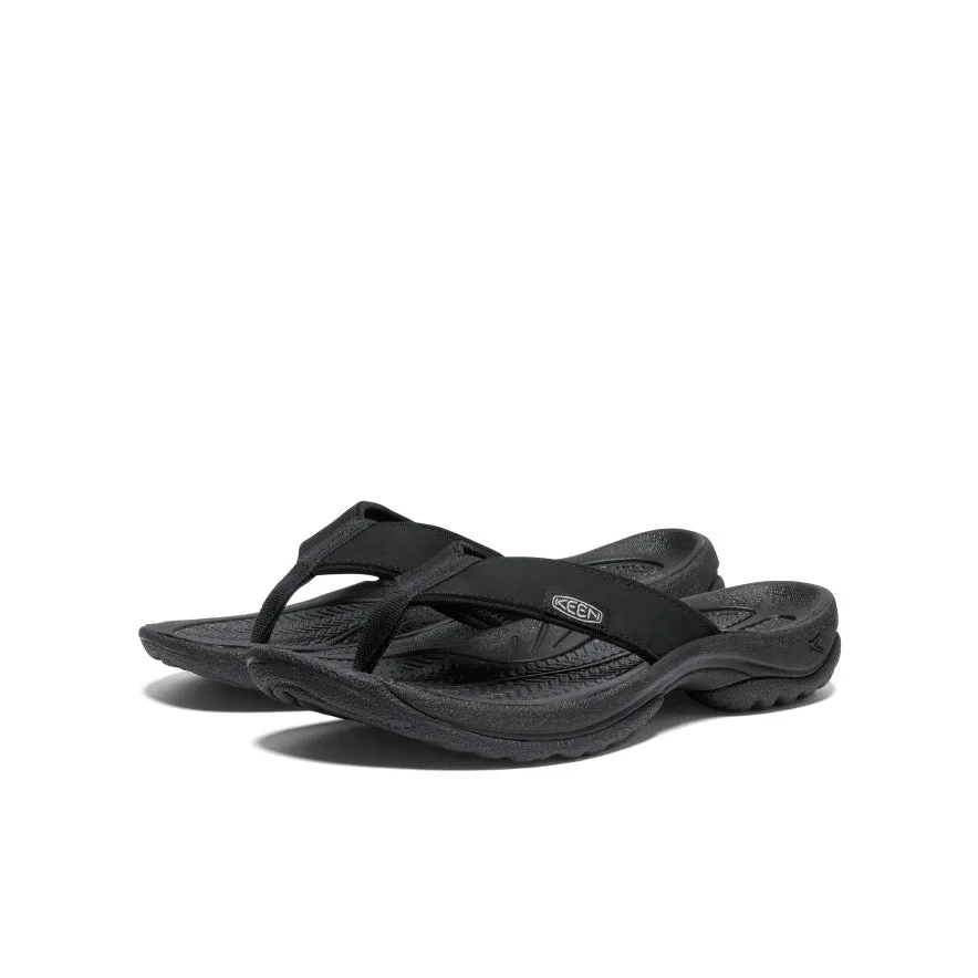 Women's Kona Leather Flip-Flop  |  Black/Vapor Comfort Cushioning