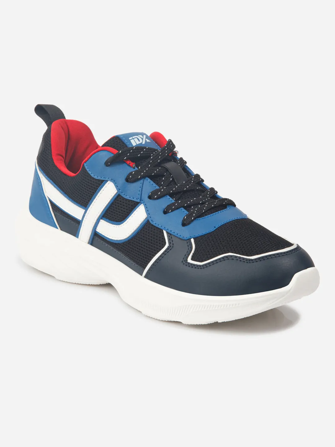 Easy Run Men's Colourblocked Black Lace Up Sneakers (IX7129)