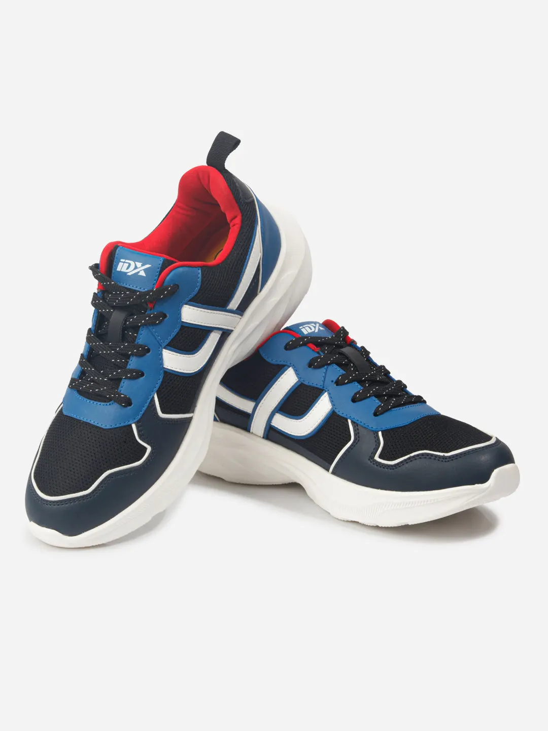 Men's Colourblocked Black Lace Up Sneakers (IX7129) Static Dissipation Abrasion Resistant Mesh