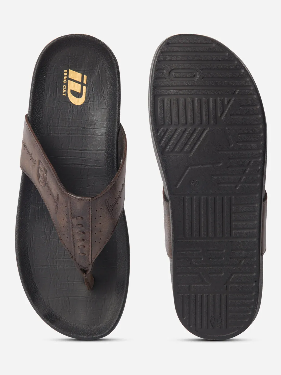 Men's Brown Thong Sandal (ID4228) Fiber Mix On Trend