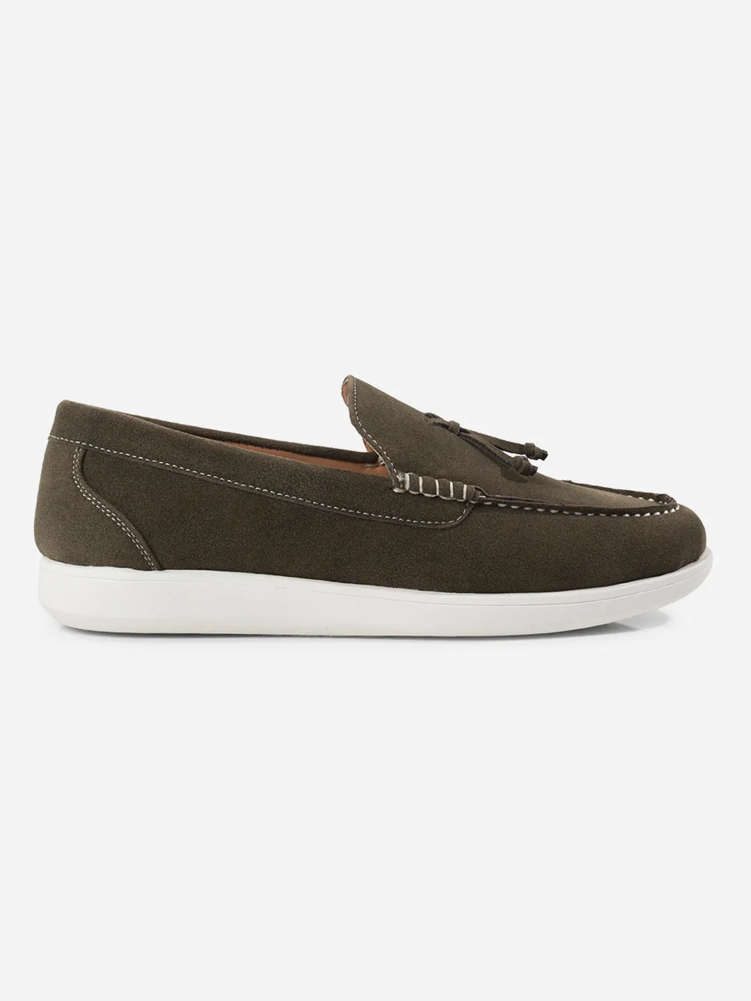 Men's Olive Suede Tassel Casual Slip On (IX2150) Energy Walk