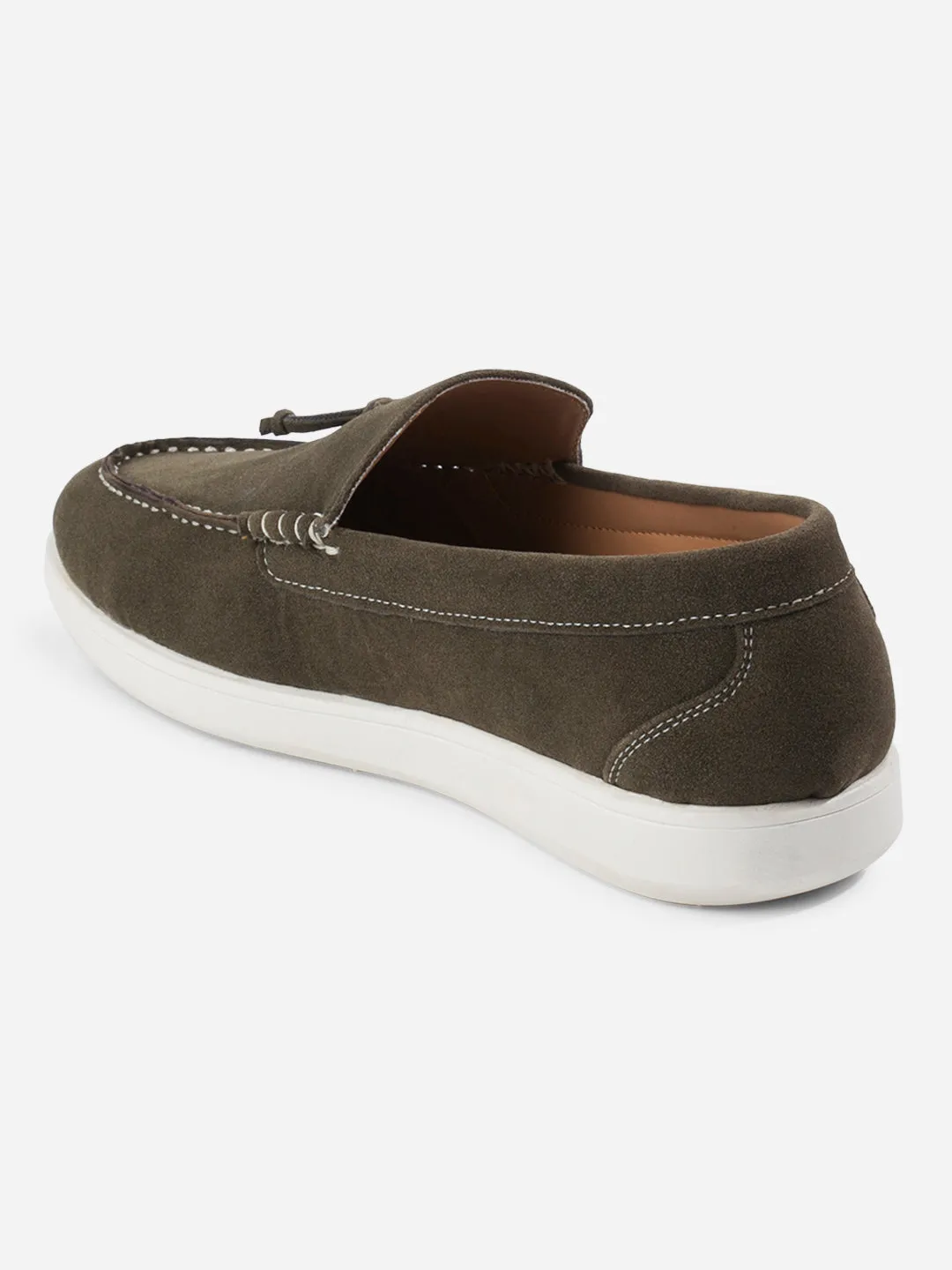 Spring Bloom Men's Olive Suede Tassel Casual Slip On (IX2150)