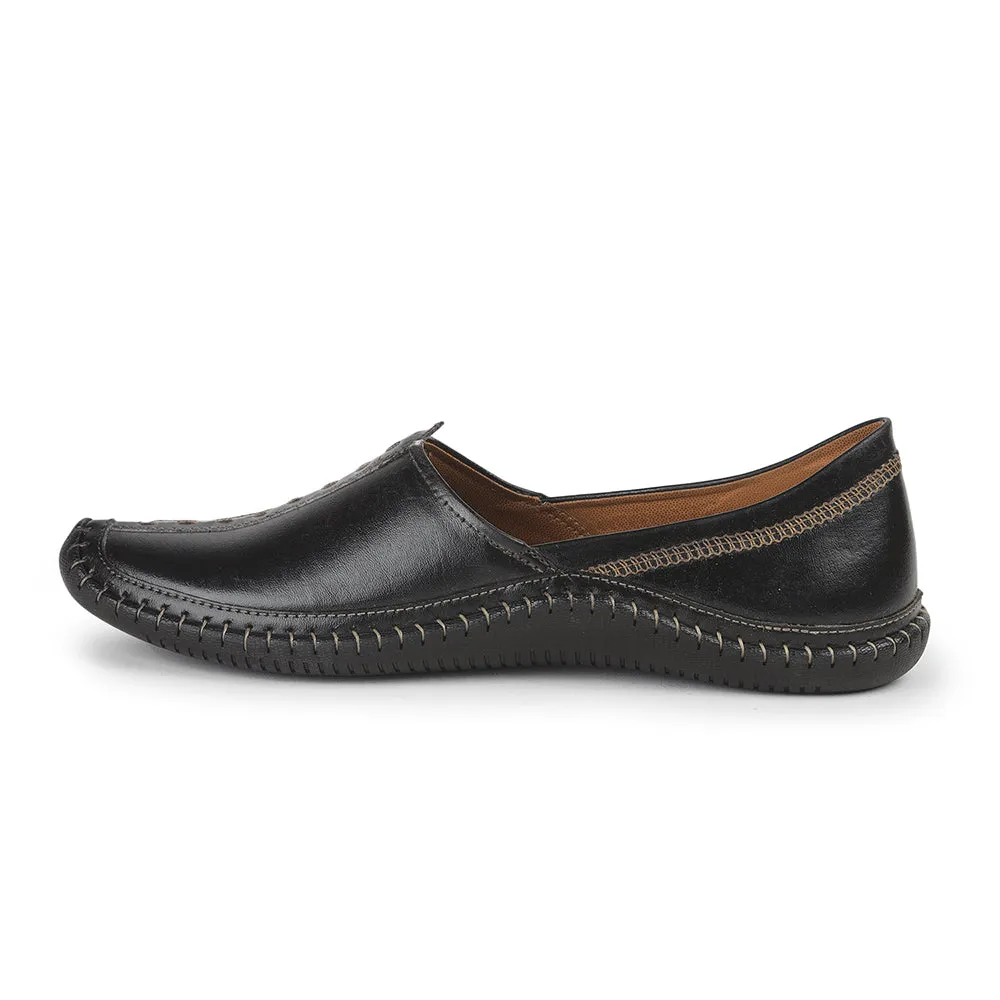 Fortune Black Casual Mojari For Men BRL-25 By Liberty Suede Finish Embassy Event