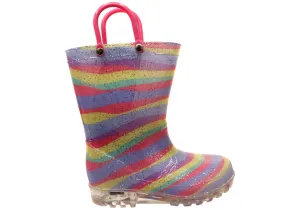 Low - top kids' shoes Trendy kids' styles Jellies Rainbow Stripe Lights Baby Toddler Kids Light Up Gumboots