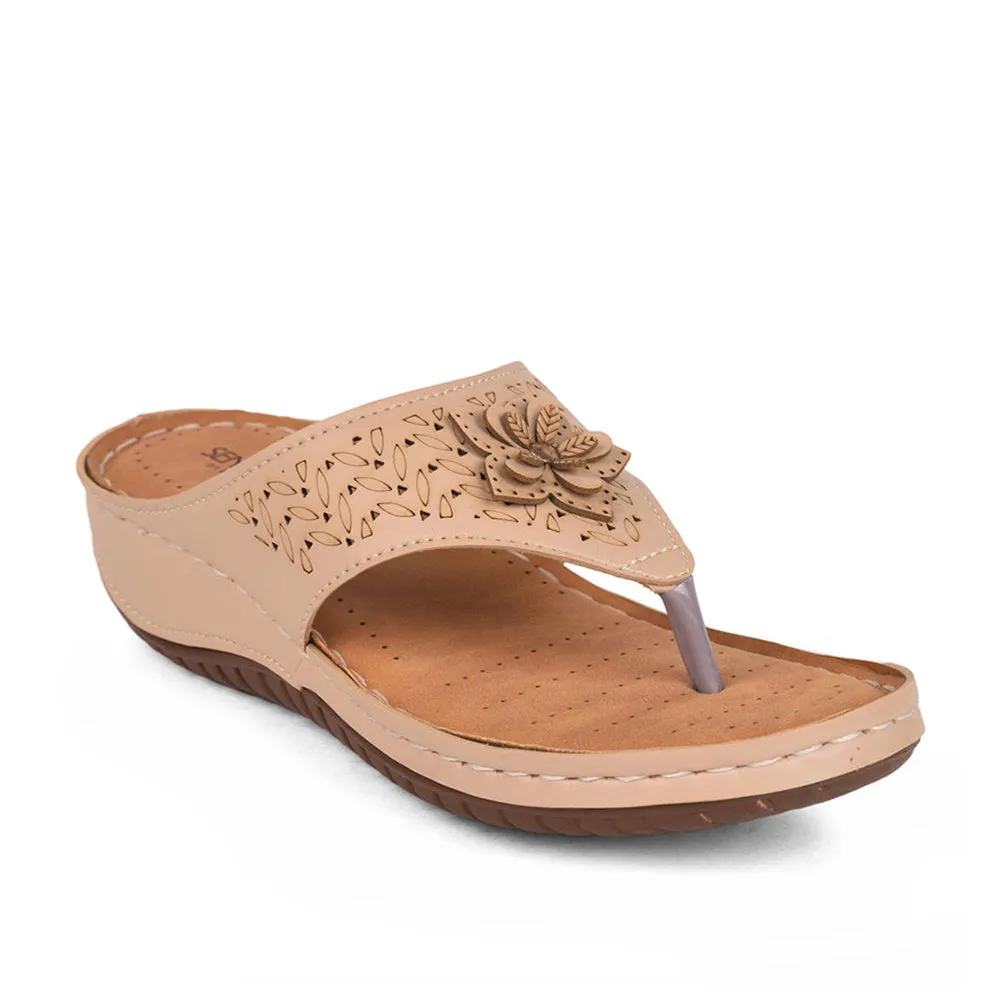 Adjustable Straps Trend Glow Senorita Casual Beige Slippers For Women LAF-756 By Liberty