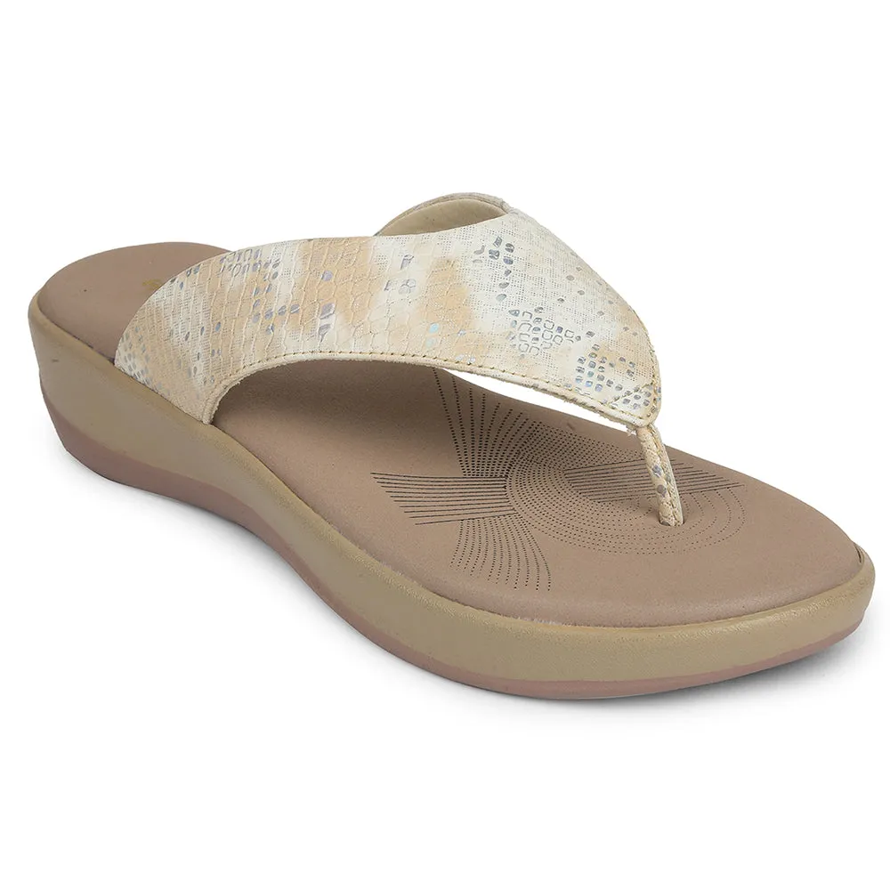 Classic Base Healers Golden Casual Slipper For Women JJL-12 By Liberty