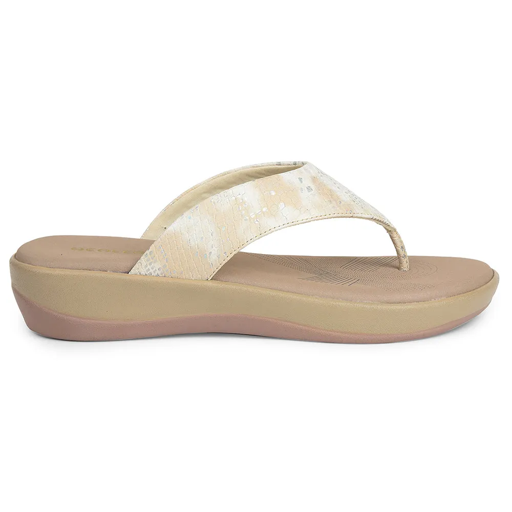 Height Plus Wind Safe Healers Golden Casual Slipper For Women JJL-12 By Liberty