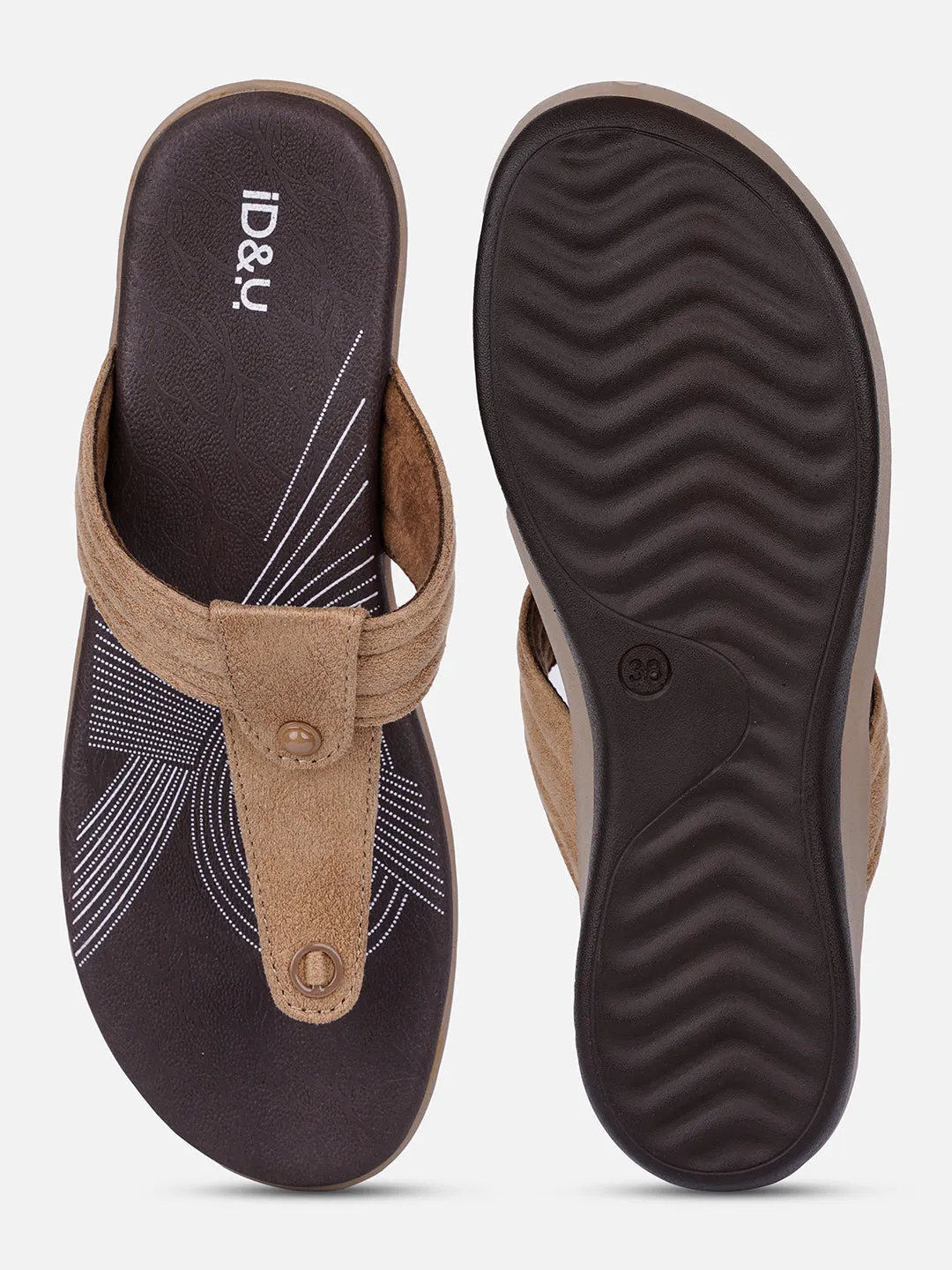 Women's Beige Thong Sandals (IU6002) Soft Upper Straps Quality Construction