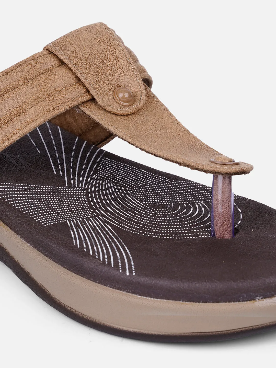 High density foam Cozy Travel Shoes Women's Beige Thong Sandals (IU6002)