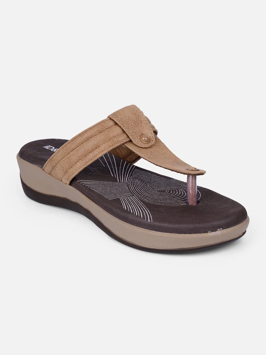 Women's Beige Thong Sandals (IU6002) Toe Thong