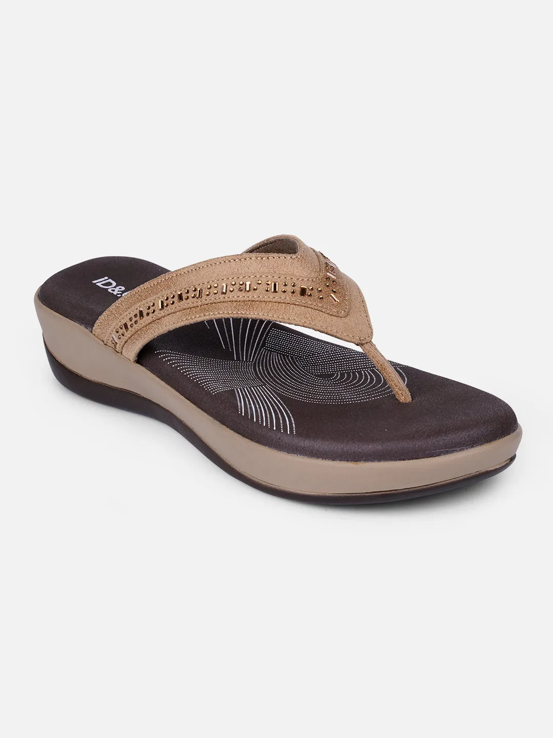 Women's Beige Thong Sandals (IU6004) Cozy Fit