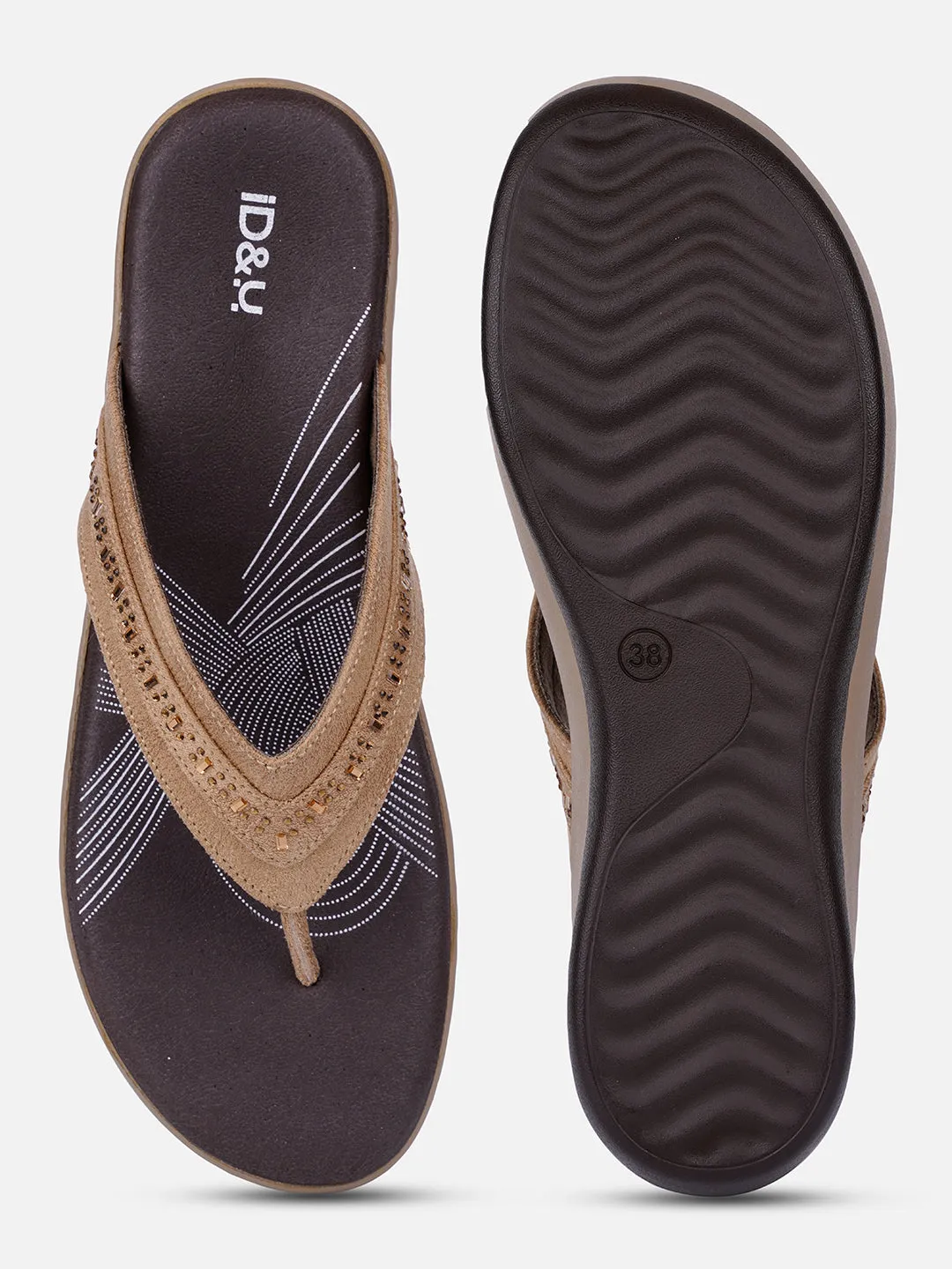 Easy Comfort Women's Beige Thong Sandals (IU6004)