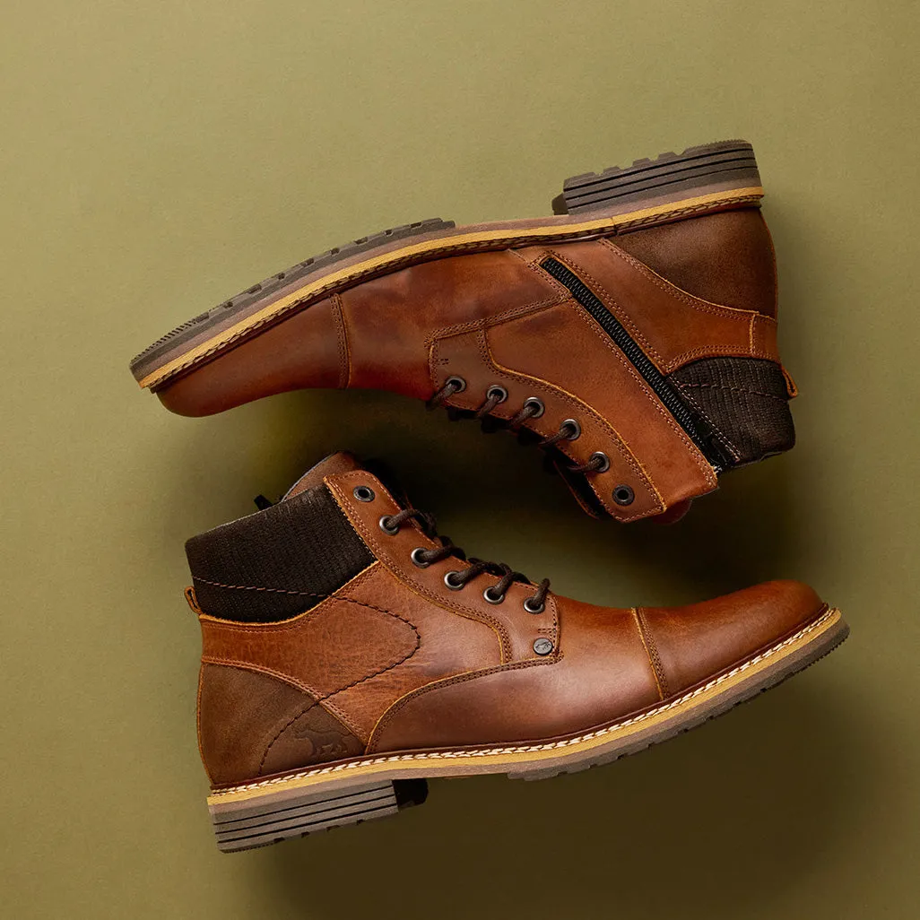 Slip Resistant Urban Traveler Cradle Lace Up Boots Tan