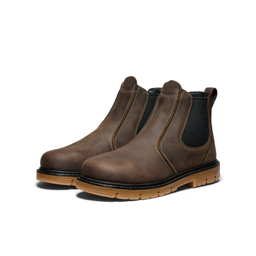 Canvas Upper Men's San Jose Chelsea 90 Heel Boot (Aluminum Toe)  |  Cascade Brown/Gum