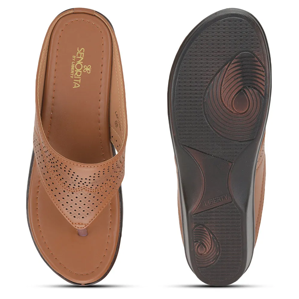 Star Shine Lift Up Senorita Casual (Tan) Slipper For Ladies LAF-1103 By Liberty