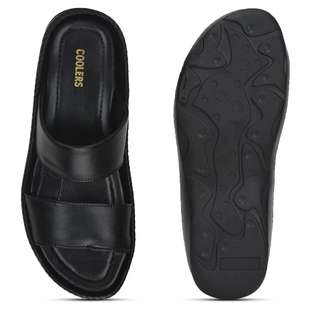 Daily Essential Sturdy Build Coolers Casual (Black) Slippers For Men Stemer-12 By Liberty