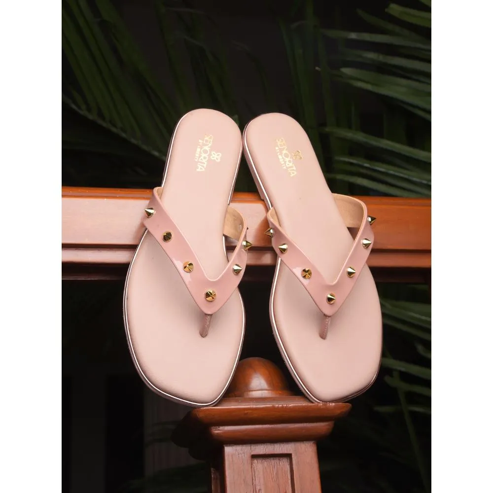 Senorita Casual Peach Flat Slippers For Women STY-48E By Liberty Resort Mood