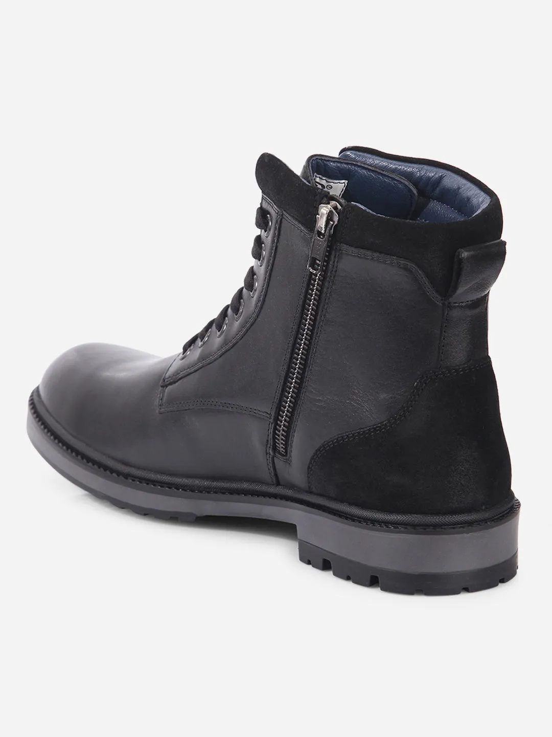 Party Mood Men's Black Round Toe Ankle top Lace Up Boot (ID1155 )