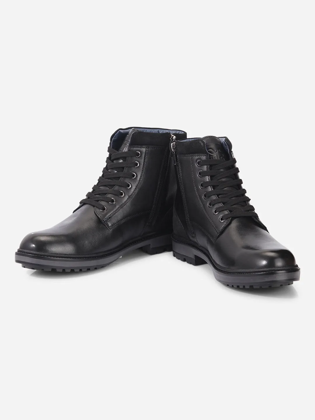 Earth Base Men's Black Round Toe Ankle top Lace Up Boot (ID1155 )