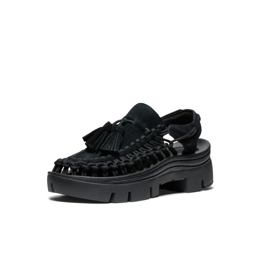 All Gender UNEEK PLT Tassel Sneaker  |  Black/Black Simple Walk Shoes Cozy Travel Fit