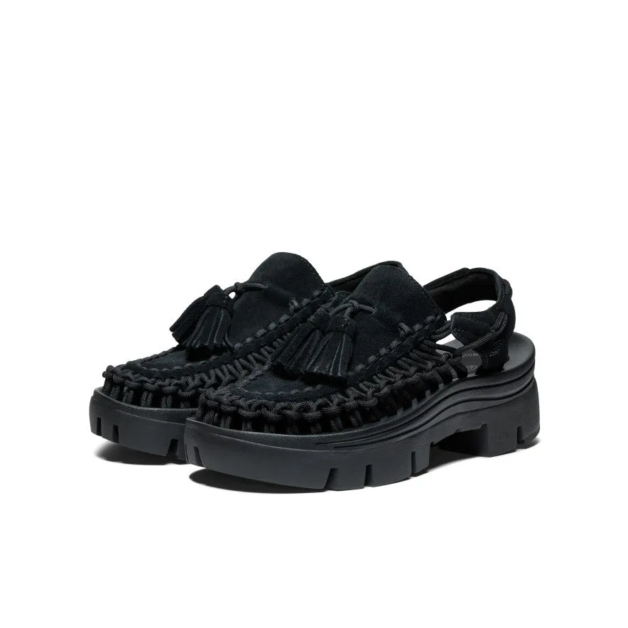 All Gender UNEEK PLT Tassel Sneaker  |  Black/Black Comfy Sandal Step Outdoor Ready