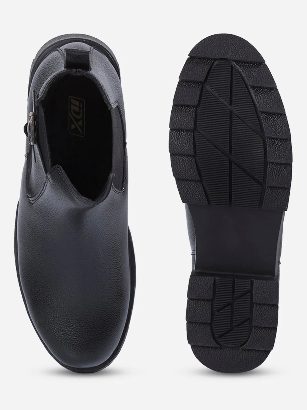 Ultra Light Airport Travel Virtual Step Men's Black Round Toe Casual Slip On Boots (IX3038)