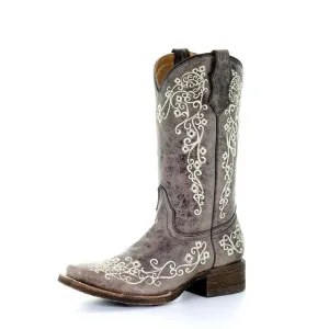 Primary - school - sized shoes Corral Brown Crater Bone Embroidered Youth Boot